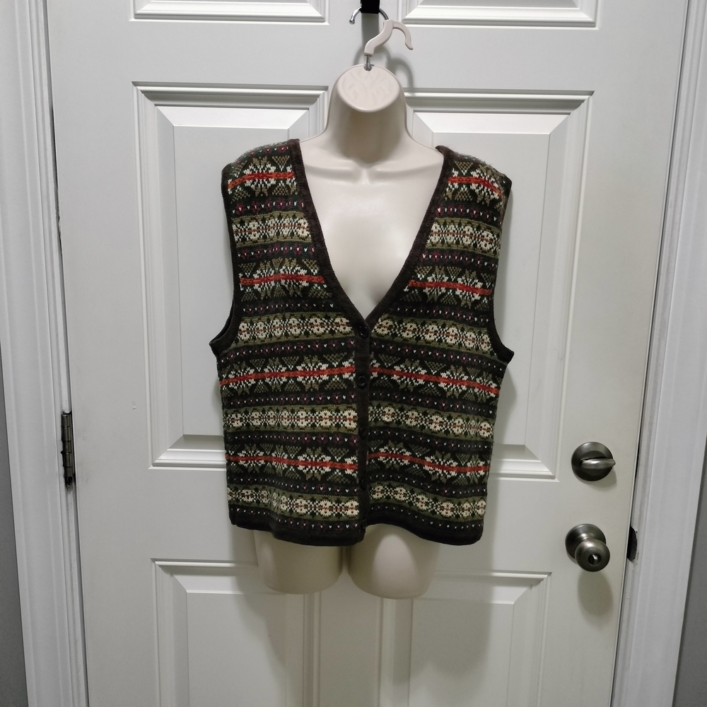 VTG Stylish Multicolor Knit Vest for Women Size M